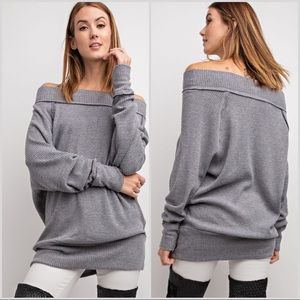 Store Closing‼️ Off Shoulder Thermal Long Sleeve Top